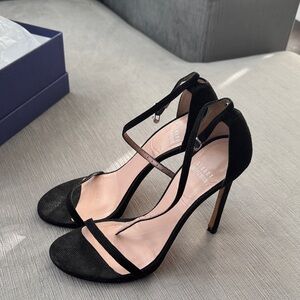 Stuart Weitzman Nudist Black Goosebump Napa M 8.5